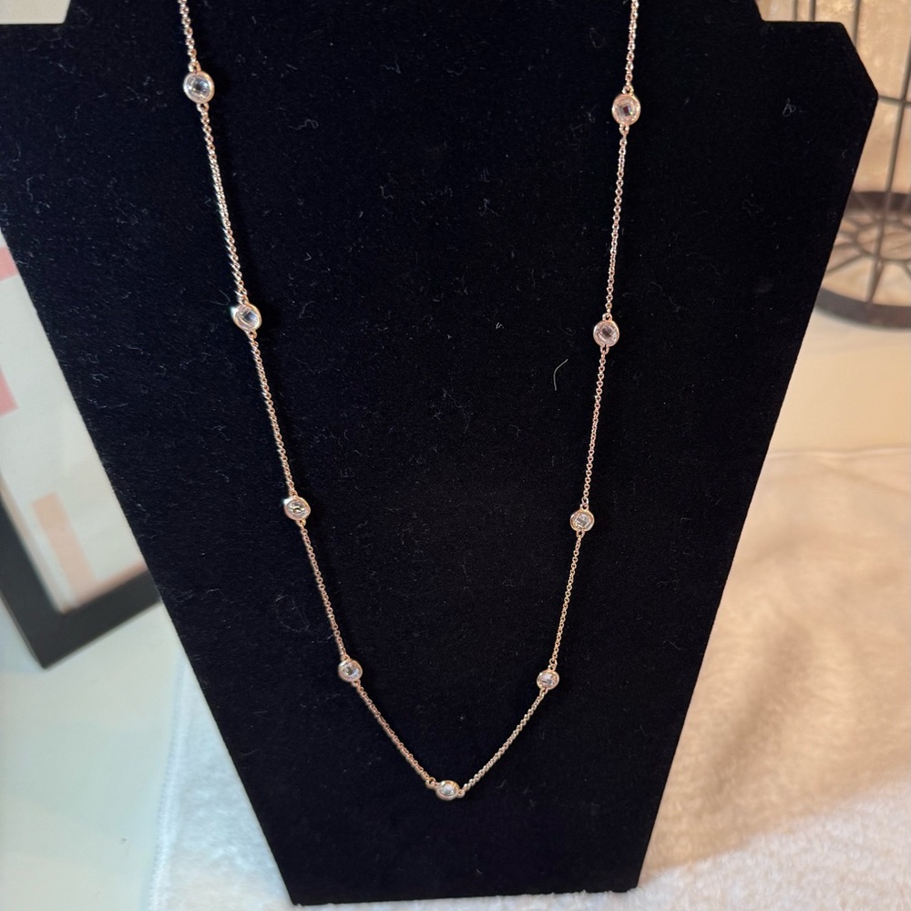 .925 Rose Gold plated Necklace with Crystal Accents - Picture 13 of 14